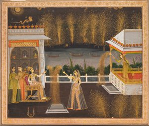Dames die Diwali vieren, ca. 1760
