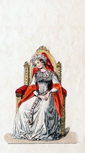 Hofdame, kostuumontwerp voor Shakespeares toneelstuk, Henry VIII, 19e eeuw door Unbekannt