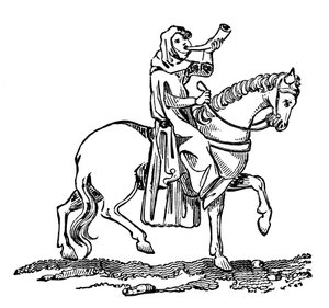 Dame die op een jachthoorn blaast, 14e eeuw, 1833