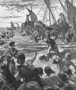 Landing van de Romeinen aan de kust van Kent door Unbekannt