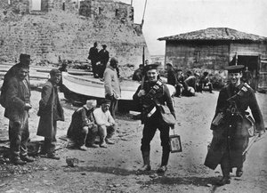 Landingspartij van mariniers tijdens het begin van de operaties tegen de Dardanellen, 1915
