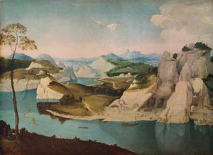Landschap: een rivier tussen bergen, ca. 1600