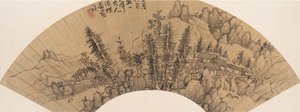 Landschap in de stijl van Huang Gongwang, 17e eeuw of later, valse datum van 1633 door Unbekannt