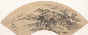 Landschap in de stijl van Yan Wengui, 18e eeuw of later, valse datum van 1707