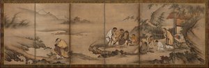 Landschap: de Zeven Wijzen van het Bamboebos, Momoyama-periode