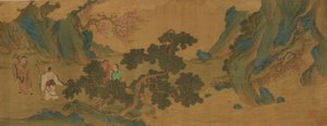 Landschap met Daoïstische onsterfelijken in de bergen, Ming- of Qing-dynastie, 17e eeuw door Unbekannt