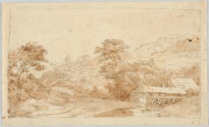 Landschap met watermolen door Unbekannt