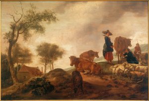 Landschap met herders door Unbekannt