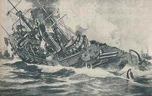 Laatste momenten van het zinkende slagschip HMS Victoria, 1893