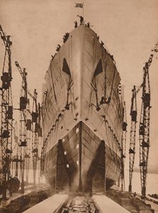 Lancering van de Cunard oceaanstomer 