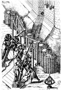 Belegeringskanon op doel, uit Le diverse et artificiose machine, 1620 door Unbekannt