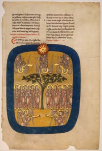 Blad uit een Beatus Manuscript: Engelen Bedwingen de Vier Winden..., ca. 1180 door Unbekannt