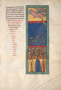 Blad uit een Beatus-manuscript: de Eerste Engel Blaast de Trompet door Unbekannt