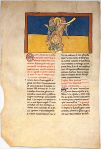 Blad uit een Beatus Manuscript: de Zevende Engel Verklaart de Heerschappij van de Heer, ca. 1180 door Unbekannt