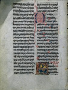 Blad uit een Bijbel: Initiaal E: Verstrengelde Leeuwen en Slangen door Unbekannt