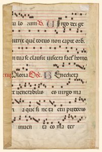 Blad uit een Graduale met muziek verso, ca. 1420-1450 door Unbekannt