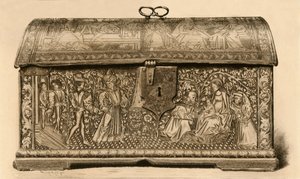 Leren koffer met ingesneden decoratie, 15e eeuw, 1903 door Unbekannt