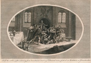 Leofa de rover steekt Edmund I neer op een festival in Pucklekirk, Gloucestershire 946 1793