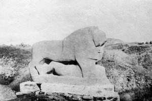 Leeuw van Babylon standbeeld, Babylon, Babil, Mesopotamië, 1918