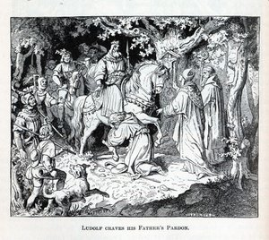 Liudolf smeekt om vergeving van zijn vader, 1882 door Unbekannt