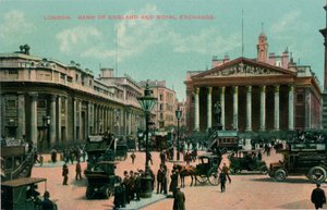 Londen, Bank of England en Royal Exchange, ca. 1910