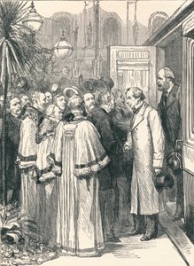 Lord Beaconsfield en Lord Salisbury op Charing Cross Treinstation, 1896 door Unbekannt
