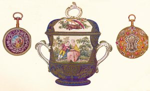 Lodewijk XVI. Gouden herhaler, Oud Chelsea porseleinen porringer en deksel