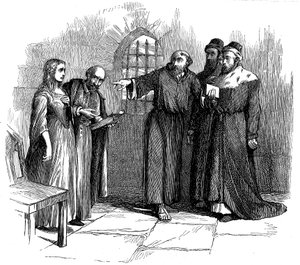 Lucrezia Castellani voor Inquisiteurs na verboden Waldenses dienst, ca. 1476 19e eeuw door Unbekannt
