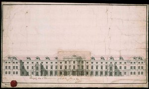 Ludwigsburg Paleis. Gevelontwerp van de noordvleugel door Unbekannt