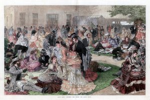 Lunchpauze achter de tribune, Ascot races, 1872 door Unbekannt