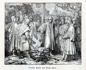 Luther verbrandt de pauselijke bul, 1882 door Unbekannt