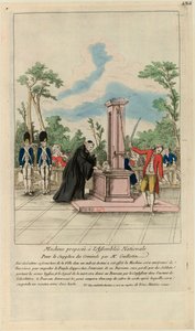 Machine voorgesteld aan de Nationale Vergadering voor de terechtstelling van criminelen door Mr. Guillotin, ca. 1790 door Unbekannt