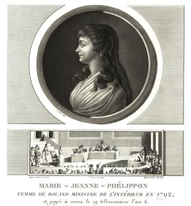 Madame Roland of Marie-Jeanne Phelippon (1754-1793), Girondist, samen met haar echtgenoot Jean-Marie Roland de la Platiere