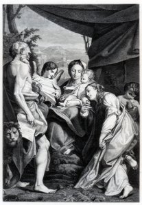 Madonna en Kind met St. Jerome en Maria Magdalena, 1525-1528 door Unbekannt