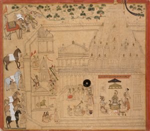 Maharana Amar Singh van Mewar bij de Eklingji tempel, c1705