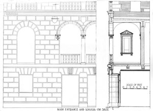Hoofdingang en loggia op 38 Street, Fraternity Clubs Building, New York City, 1924