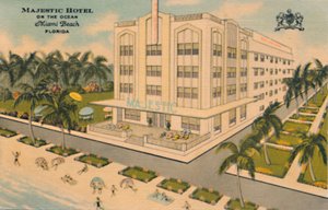 Majestic Hotel aan de Oceaan. Miami Beach, Florida, c1940s