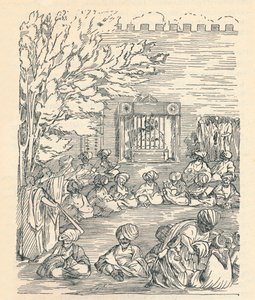 Majoor Denhan en zijn gezelschap ontvangen door de sjeik van Bornu, 1826, 1912
