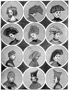 Mannelijke hoofdtooien, 14e eeuw, 1910 door Unbekannt