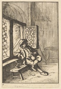 Man zittend bij een raam kopie, 1610-85 door Unbekannt