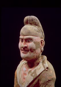 Man die langs de Zijderoute reist, detail van de buste, Chinees, Tang-dynastie (618-906)