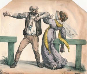 Man die een vrouw aanvalt door Unbekannt