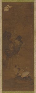 Mandarijneenden, rotsen en een bloeiende plant, 1368-1644 door Unbekannt