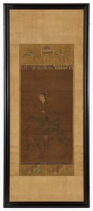 Manjushri rijdend op een leeuw, Muromachi-periode door Unbekannt
