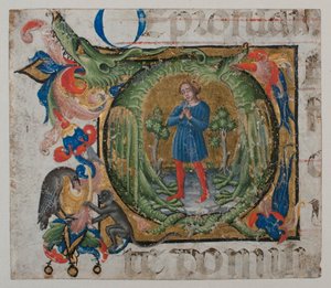 Manuscriptverlichting met initiaal Q, uit een koorboek, eerste helft 15e eeuw door Unbekannt