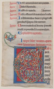 Manuscriptverlichting met initiaal V, uit een Bijbel, ca. 1175-95 door Unbekannt