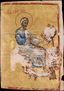 Manuscriptverlichting met de evangelist Lucas, Byzantijns, laat 13e-begin 14e eeuw door Unbekannt
