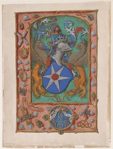 Manuscriptblad met wapenschild, uit een getijdenboek, ca. 1500 door Unbekannt