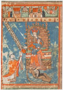 Manuscriptblad met opdracht van een boek aan de Maagd, ca. 1400 door Unbekannt