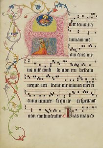 Manuscriptblad met initiaal A, uit een Graduale, Duits, tweede kwart 15e eeuw